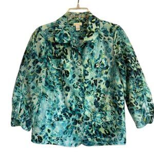 Chico's Blue Animal Print Jacket, Chico’s Size 1